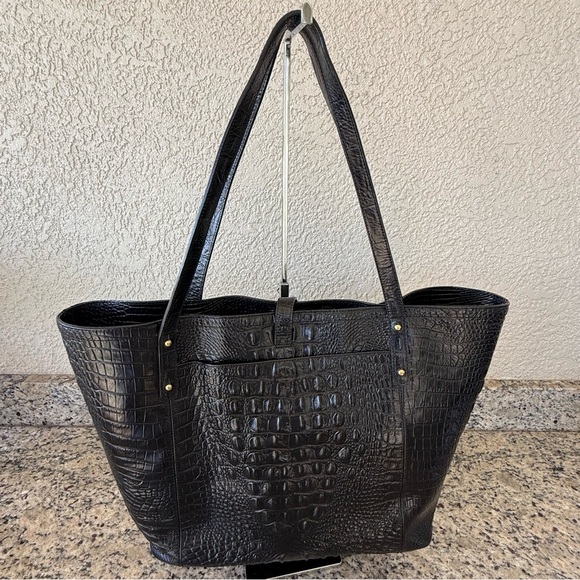 Brahmin Melbourne Collection All Day Large Leather Tote, Embossed Croc Black - Picture 2 of 14